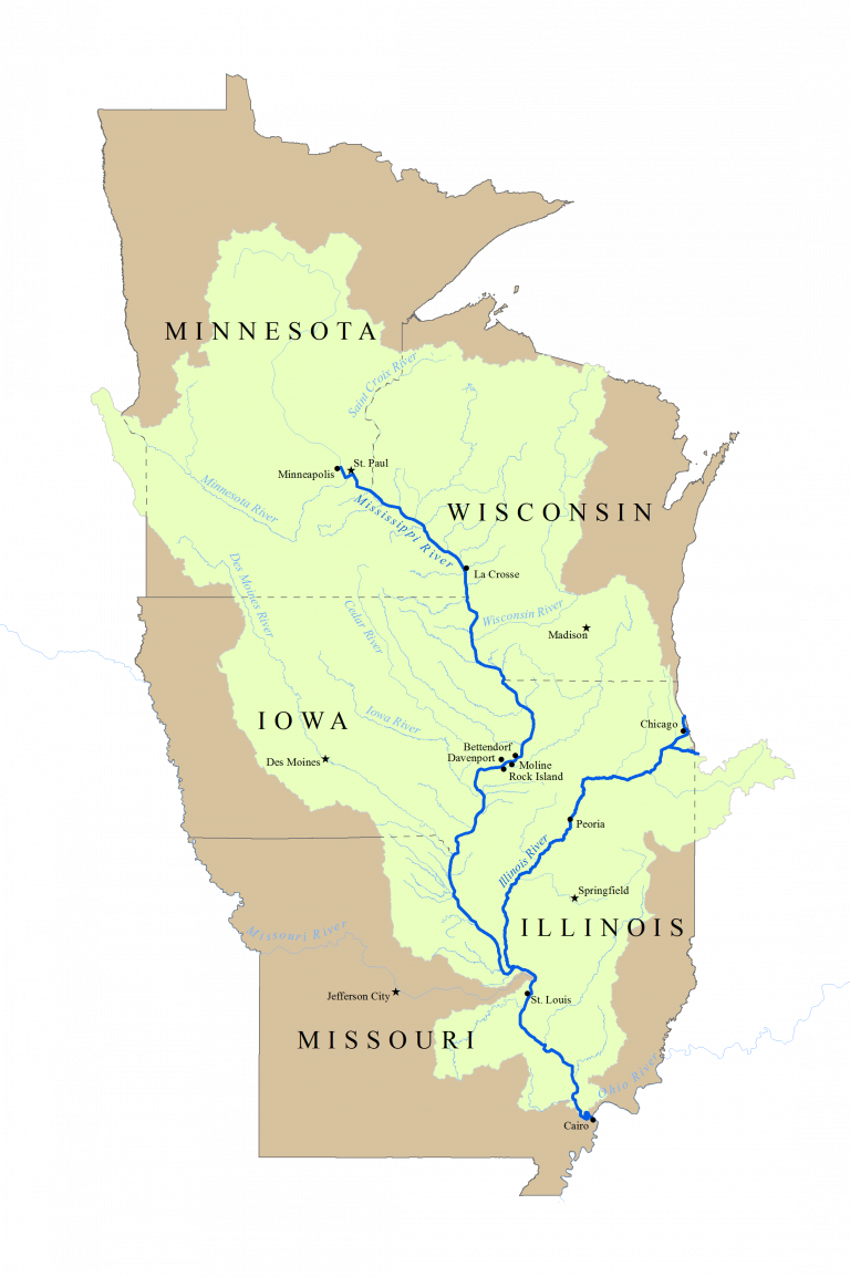 mississippi river tributaries map